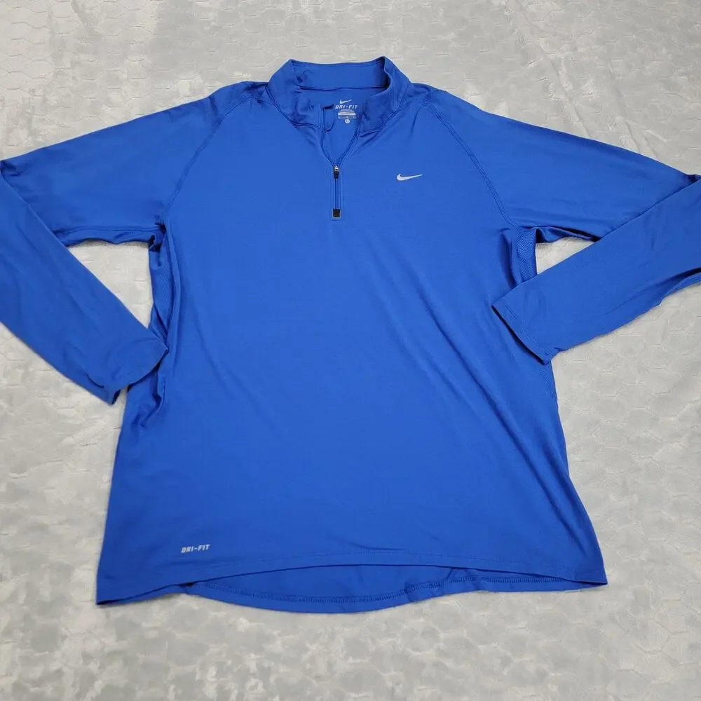 Nike Dri Fit Element Mens XL Blue Half Zip Running Pullover Jacket Shirt
